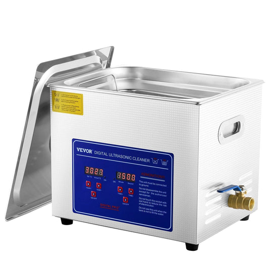 Ultrasonic Cleaner 10L Jewelry Cleaning with Digital Timer Ultrasonic Cleaning Machine for Jewellery Rings Watches Eyeglasses Dentures Coins Metal Parts Commercial and Home Use Silver.