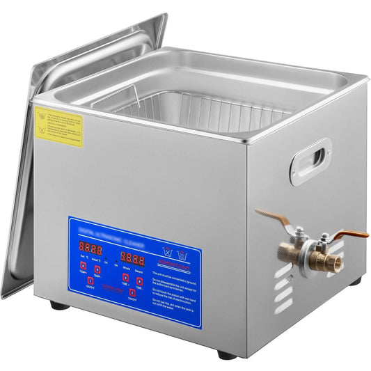 Powerful Stainless Steel 13.5-15 L Liters Ultrasonic Cleaner 360W Digital Heater Timer.