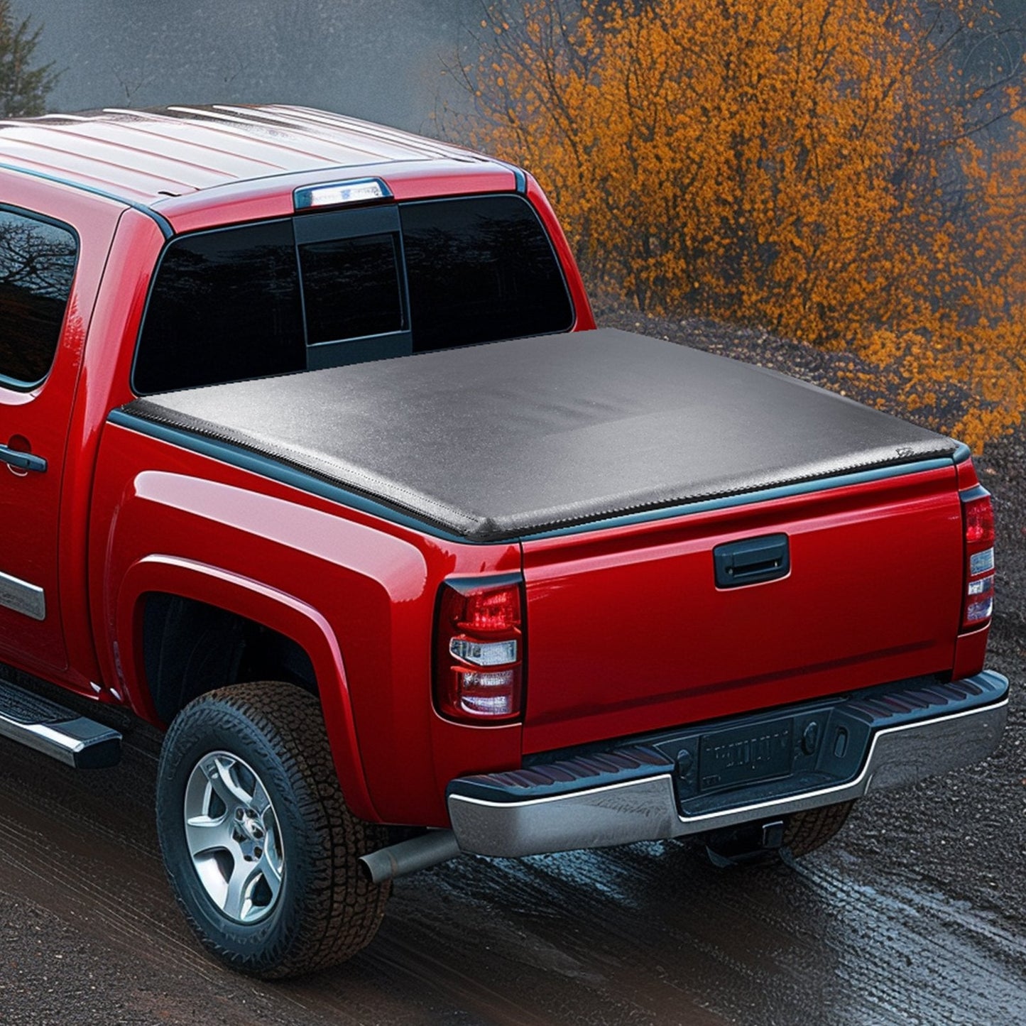 Truck Bed Cover, Roll Up Truck Bed Tonneau Cover, Compatible with 2014-2024 Chevy Silverado / GMC Sierra 1500, for 2m x 1.6m / 2m x 1.6m Bed, Soft PVC material, Roll Up Tonneau Cover.