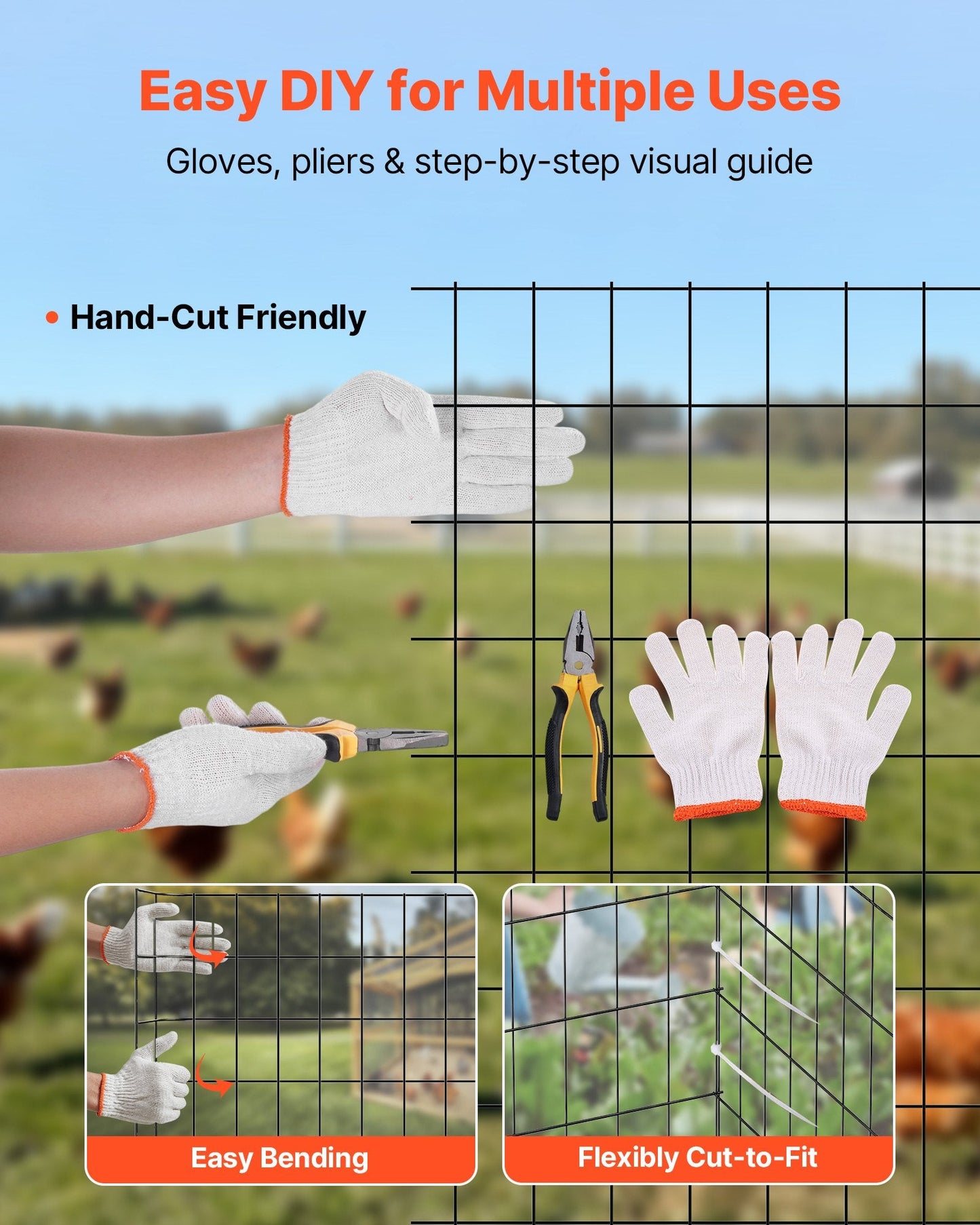 Hardware Cloth 91cm x 7.62m, 2 x 3 in Mesh 16 Gauge Galvanized Wire Mesh Roll, Weather-Resistant Vinyl Coated Chicken Wire Fencing, Heavy Duty Welded Garden Plant Fencing for Rabbit Cage Snake