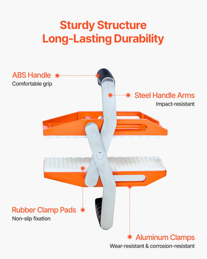Double Handed Stone Carrying Clamps, 299 kg Load Capacity, 2 Pack Granite Panel Carriers Lifting Tools with Rubber-lined (0-60 mm), Heavy Duty lifting Clamps for Plywood, Glass, Granite