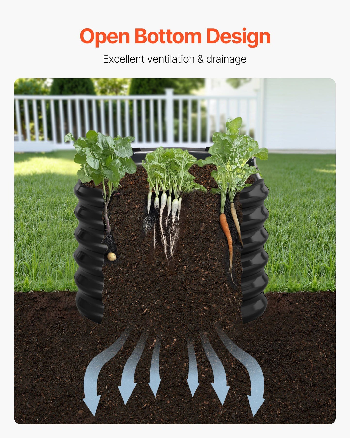 Metal Raised Garden Bed, 2.4 x 0.6 x 0.6 m Oval Outdoor Galvanized Planter Garden Box, Open Bottom Design, Large Planter Raised Bed for Growing Vegetables, Flowers, Herbs, Succulents, Dark Gray