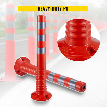 Traffic Delineator Posts Flexible Channelizer Cone 30" Spring Post 6PCS.