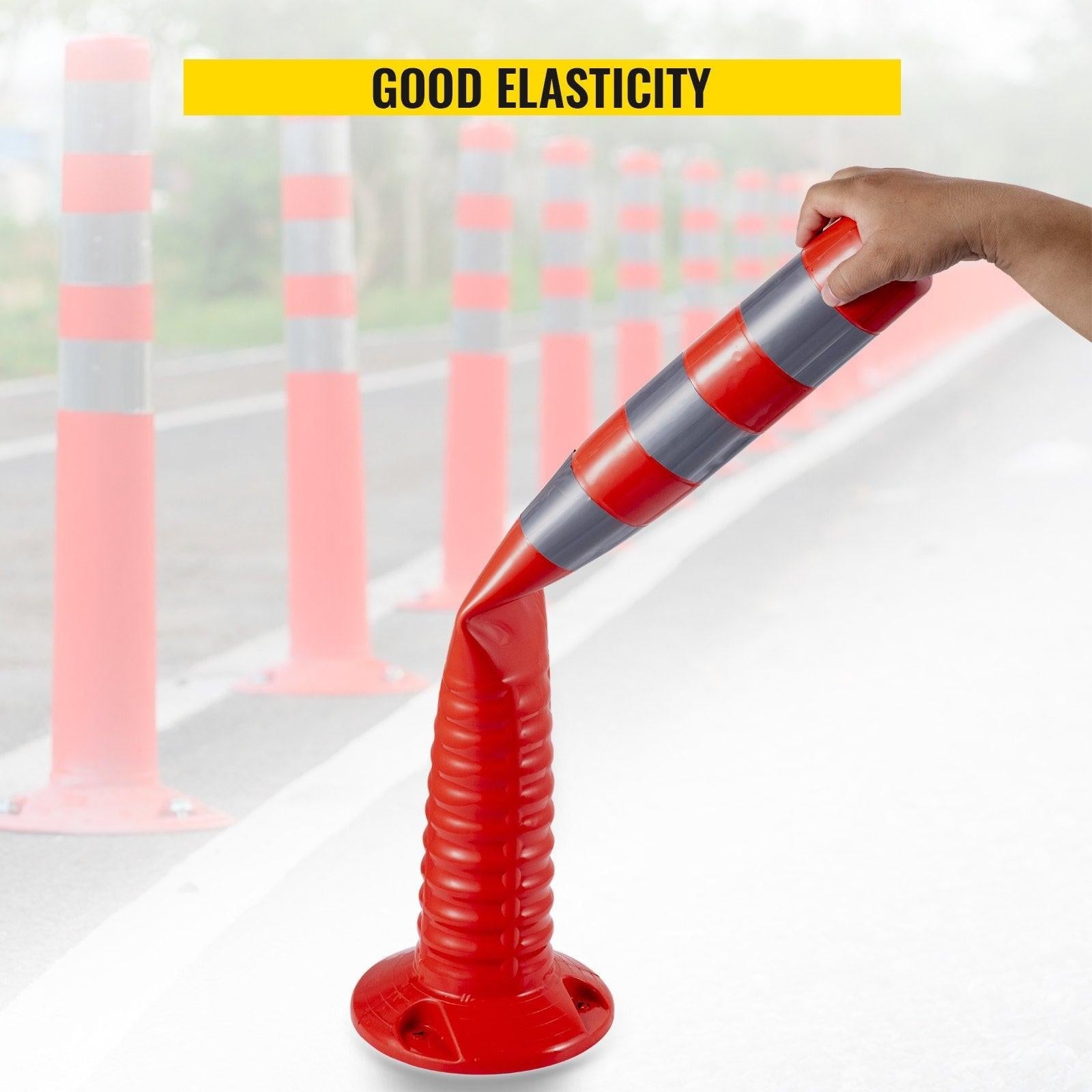 Traffic Delineator Posts Flexible Channelizer Cone 30" Spring Post 6PCS.