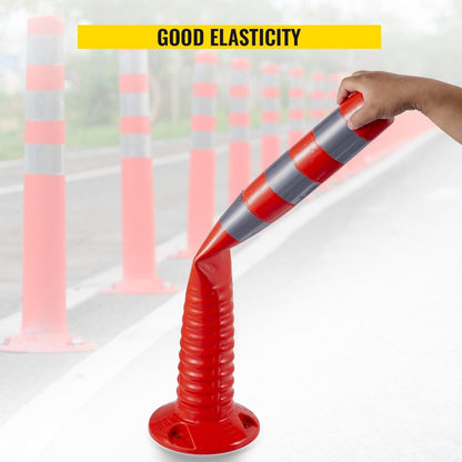 Traffic Delineator Posts Flexible Channelizer Cone 30" Spring Post 6PCS.