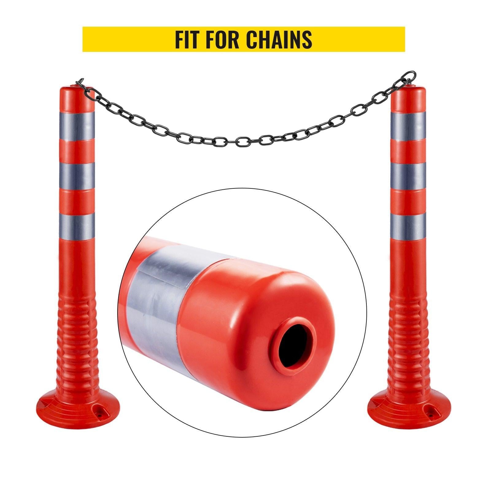 Traffic Delineator Posts Flexible Channelizer Cone 30" Spring Post 6PCS.
