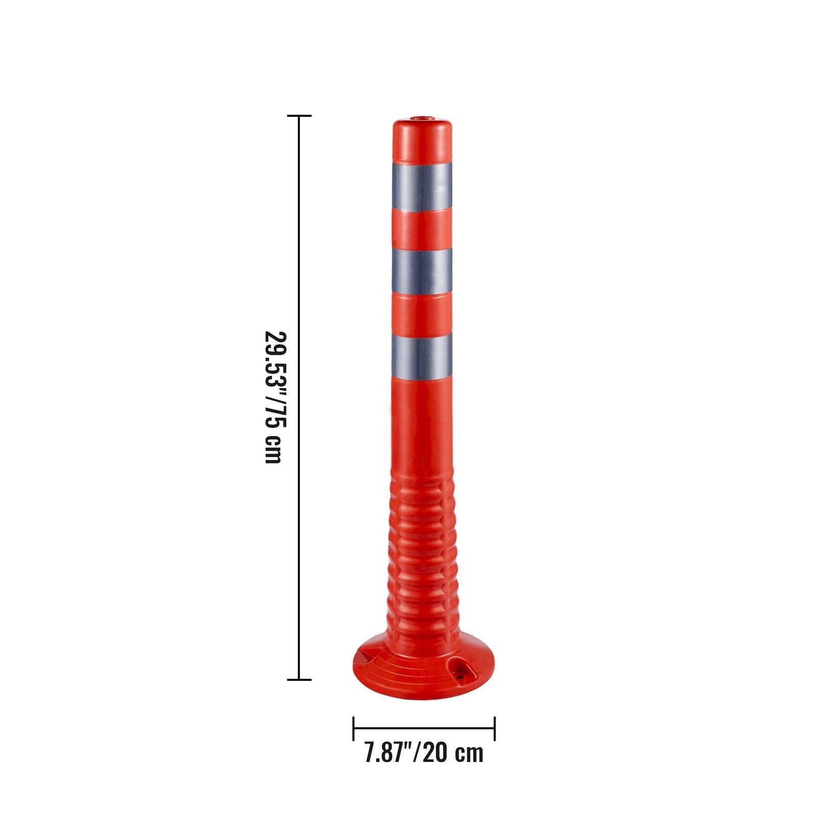 Traffic Delineator Posts Flexible Channelizer Cone 30" Spring Post 6PCS.