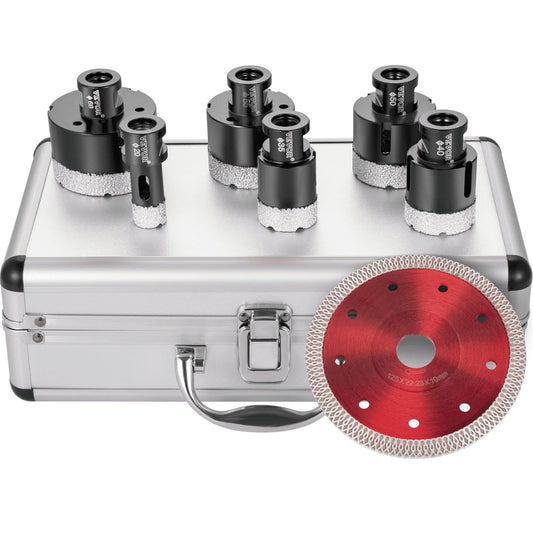 Diamond Drill Bits 6PCS Diamond Hole Saw 20/35/40/50/55/68mm Tile Hole Saw Kit Vacuum Brazed Diamond Drill Bit 0.59in/15mm Segment Tile Hole Saw w Storage Case for Tile Ceramic Porcelain Marble.