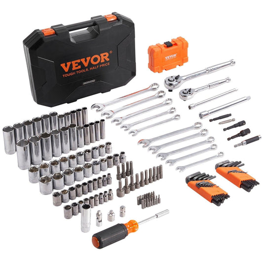Mechanics Tool Set and Socket Set 1/4in 3/8in Drive 145 Pcs SAE and Metric.