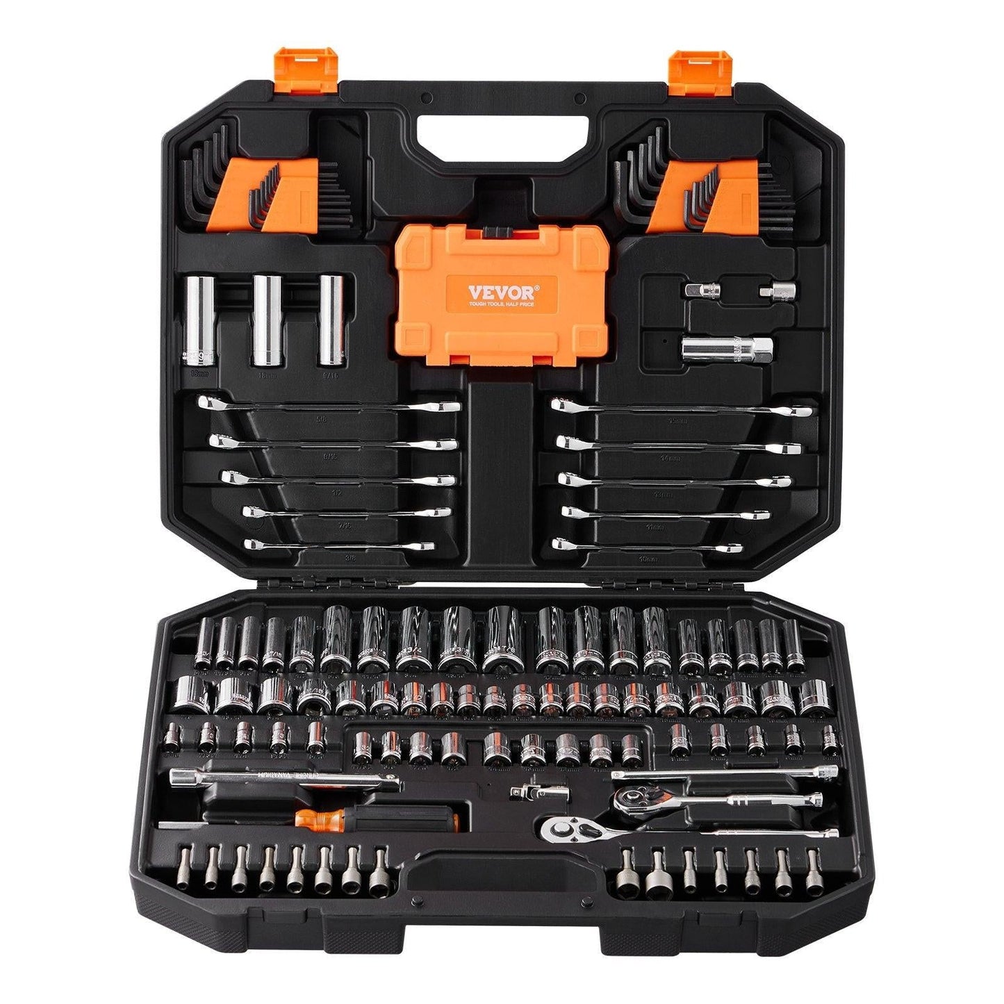 Mechanics Tool Set and Socket Set 1/4in 3/8in Drive 145 Pcs SAE and Metric.