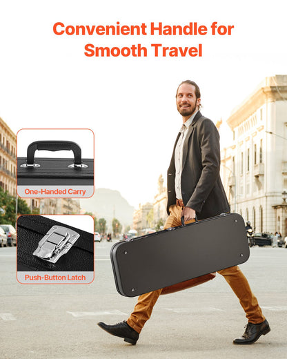 Electric Guitar Hard Case, 1095 mm Rectangular Guitar Hard Case, With Lock Latch Keys Handle, PVC Padding Soft Lining Water-Resistant Hard Shell Guitar Cases, for 990 mm Electric Guitars, Black