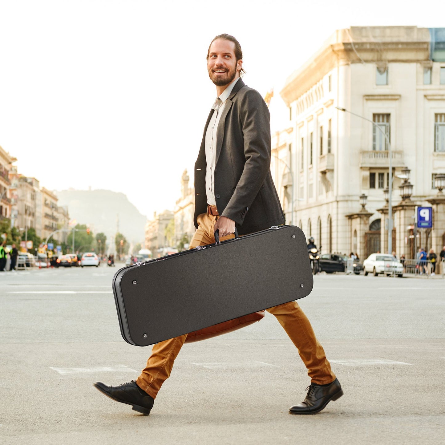 Electric Guitar Hard Case, 1095 mm Rectangular Guitar Hard Case, With Lock Latch Keys Handle, PVC Padding Soft Lining Water-Resistant Hard Shell Guitar Cases, for 990 mm Electric Guitars, Black