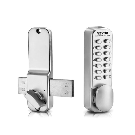 Mechanical Keyless Entry Door Lock, 14 Key Mechanical Door Lock, Mechanical Keypad Door Lock with Adjustable Thumb Knob, Single-Side Zinc Alloy Waterproof Keyless Gate Lock, for Home Office.