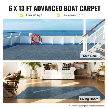 Marine Carpet 6x13ft Boat Area Rug Roll Cutpile In/Outdoor Patio Deck Gray, 1.8x4m.