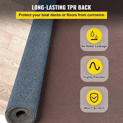 Marine Carpet 6x13ft Boat Area Rug Roll Cutpile In/Outdoor Patio Deck Gray, 1.8x4m.