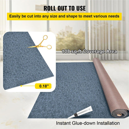 Marine Carpet 6x13ft Boat Area Rug Roll Cutpile In/Outdoor Patio Deck Gray, 1.8x4m.