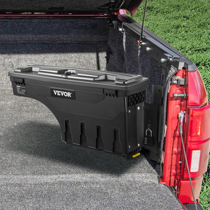 Truck Bed Storage Box, Lockable Swing Case with Password Padlock, 6.6 Gal/25 L ABS Wheel Well Tool Box, Waterproof and Durable, Compatible with Ford F-150 2015-2021, Passenger Side