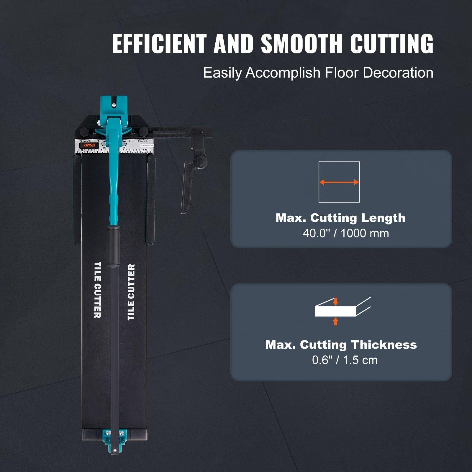 Manual Tile Cutter, 1000mm, Porcelain Ceramic Tile Cutter with Tungsten Carbide Cutting Wheel, Infrared Positioning, Anti-Skid Feet, Durable Rails for professional installers or beginners.