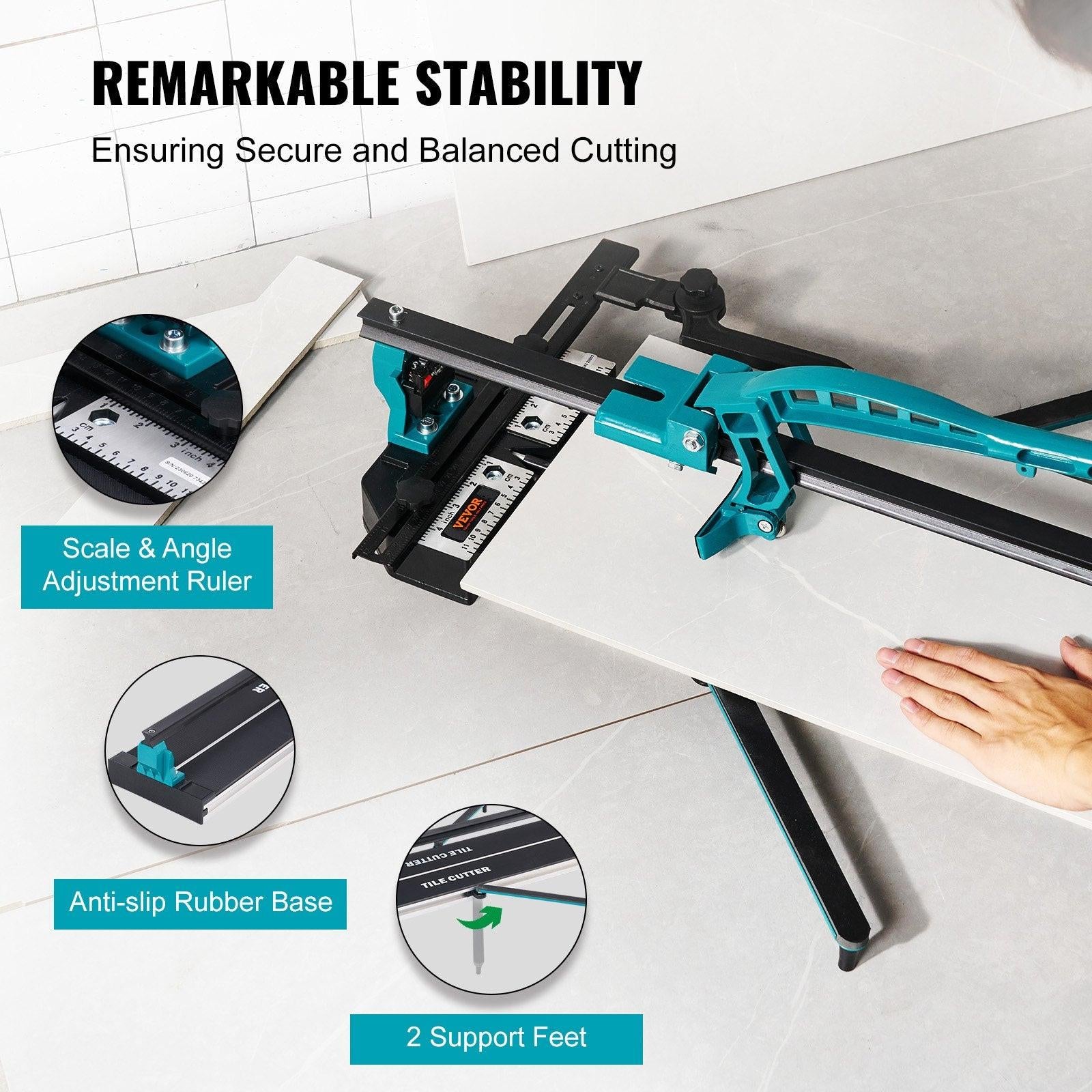 Manual Tile Cutter, 1000mm, Porcelain Ceramic Tile Cutter with Tungsten Carbide Cutting Wheel, Infrared Positioning, Anti-Skid Feet, Durable Rails for professional installers or beginners.