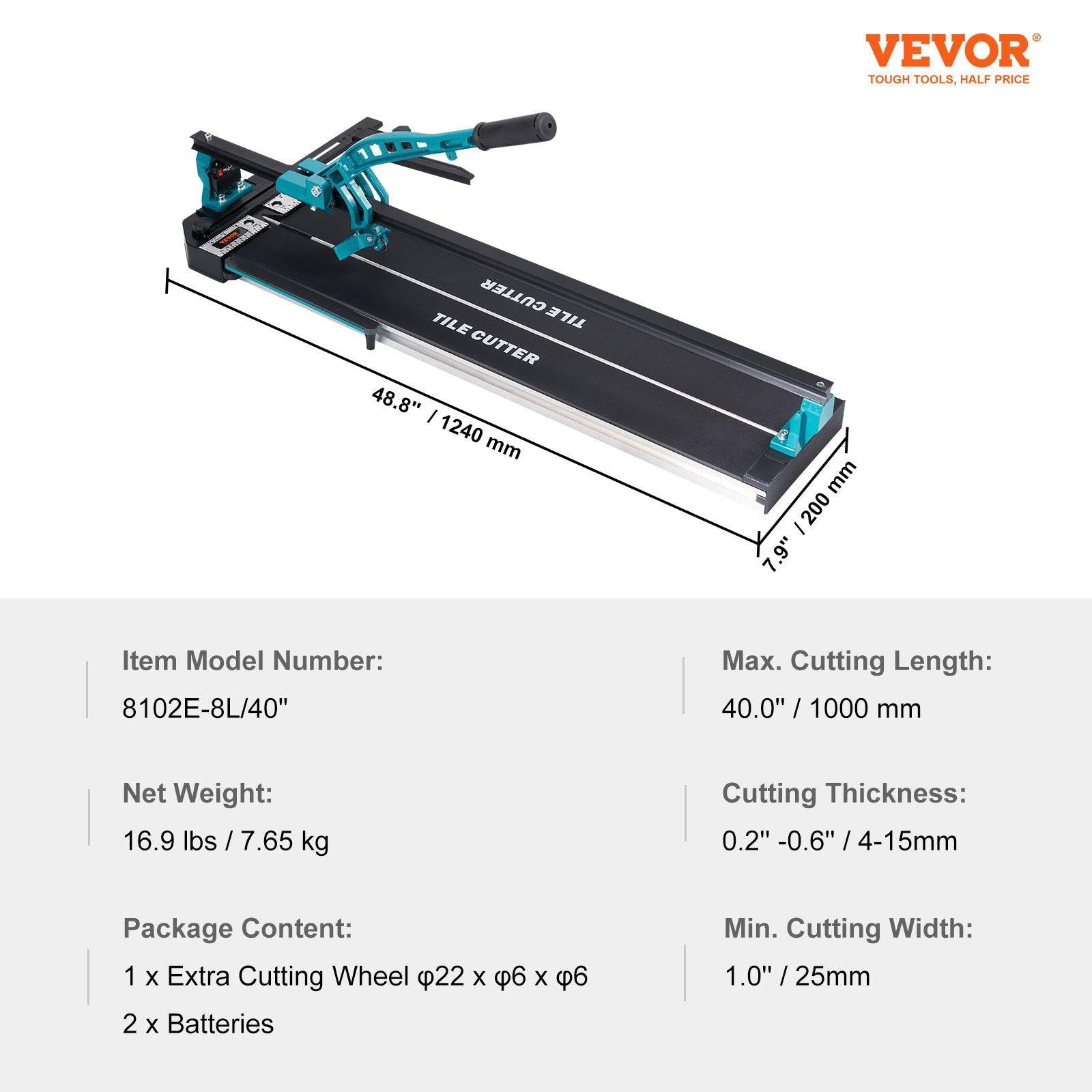 Manual Tile Cutter, 1000mm, Porcelain Ceramic Tile Cutter with Tungsten Carbide Cutting Wheel, Infrared Positioning, Anti-Skid Feet, Durable Rails for professional installers or beginners.