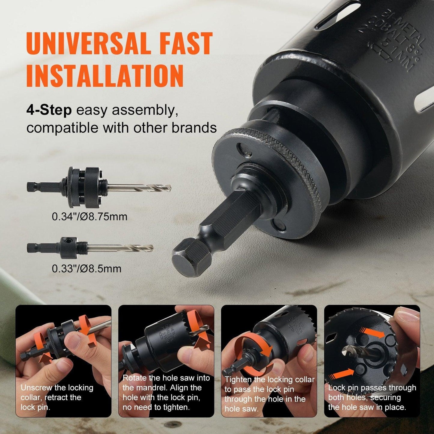 Hole Saw Kit, 18 PCS Saw Blades, 6 Drill Bits, 1 Hex Wrench, Bi Metal M42 Hole Saw Set with Carrying Case, General Purpose Size from 3/4" to 4-1/2", Ideal for Wood Board, Iron and Plastic Plate.