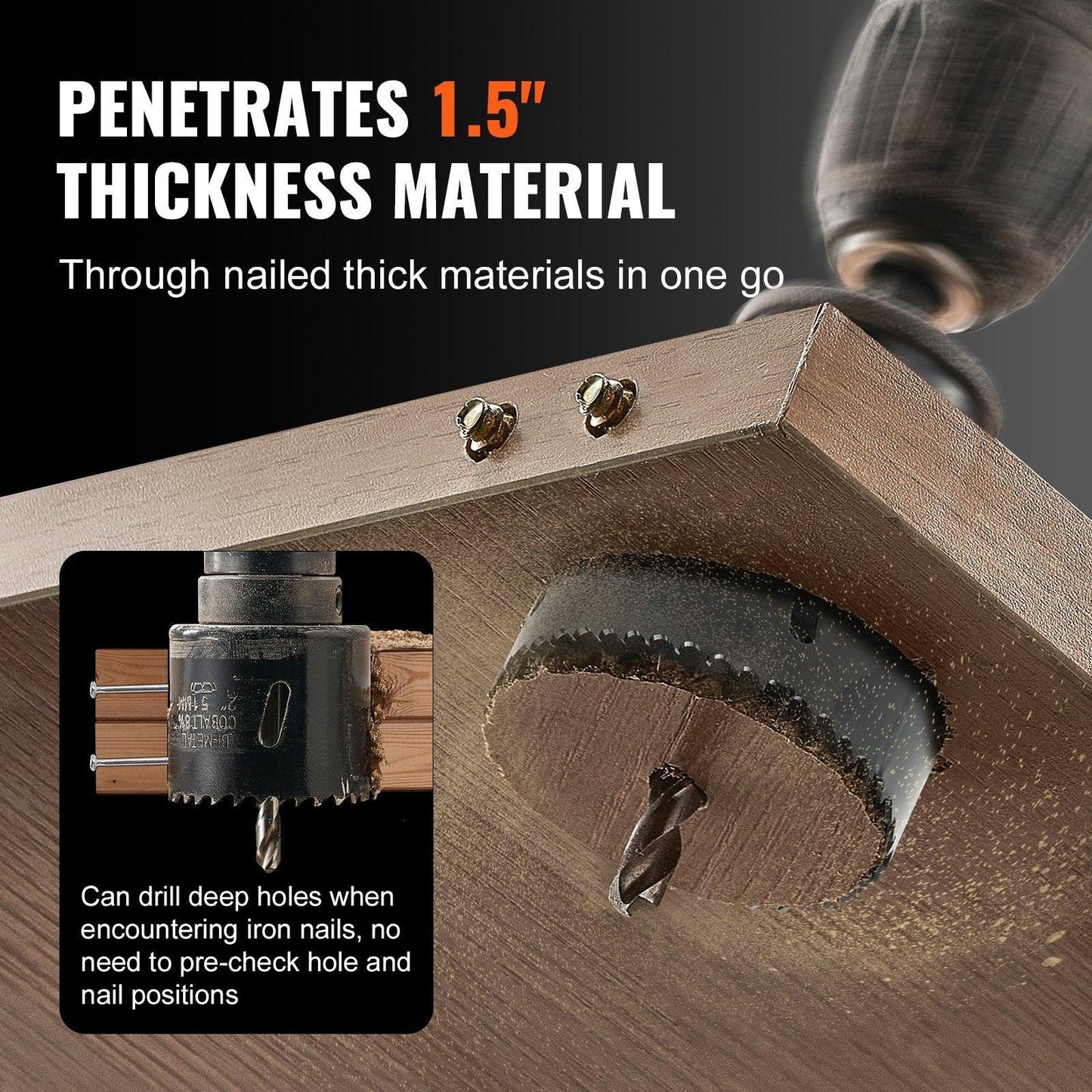 Hole Saw Kit, 18 PCS Saw Blades, 6 Drill Bits, 1 Hex Wrench, Bi Metal M42 Hole Saw Set with Carrying Case, General Purpose Size from 3/4" to 4-1/2", Ideal for Wood Board, Iron and Plastic Plate.