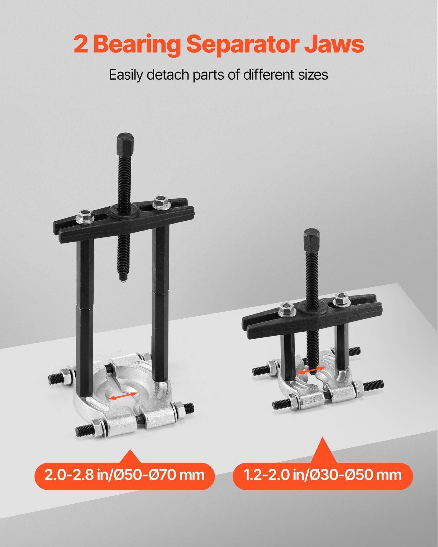 Bearing Puller Kit, 14-Piece 5 Ton Capacity Bearing Separator, Pinion Wheel Bearing Removal Kit with 50 mm and 70 mm Jaws, Bearing Puller Set, Heavy Duty Bearing Splitter Tool Kit with Case.
