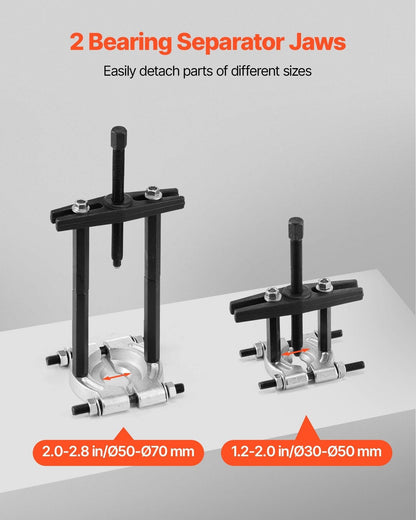 Bearing Puller Kit, 14-Piece 5 Ton Capacity Bearing Separator, Pinion Wheel Bearing Removal Kit with 50 mm and 70 mm Jaws, Bearing Puller Set, Heavy Duty Bearing Splitter Tool Kit with Case.