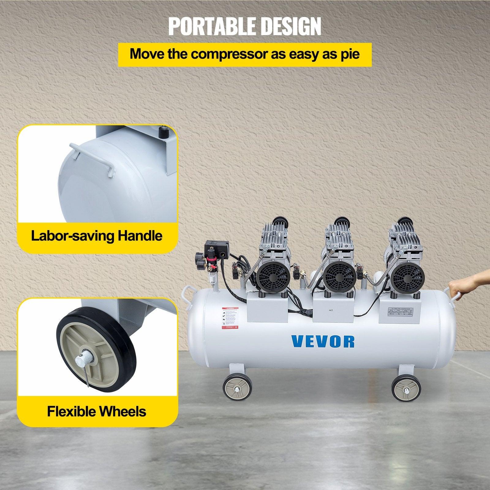 Oil Free Air Compressor Air Compressor Tank 100L 3HP Ultra Silent Inflator.
