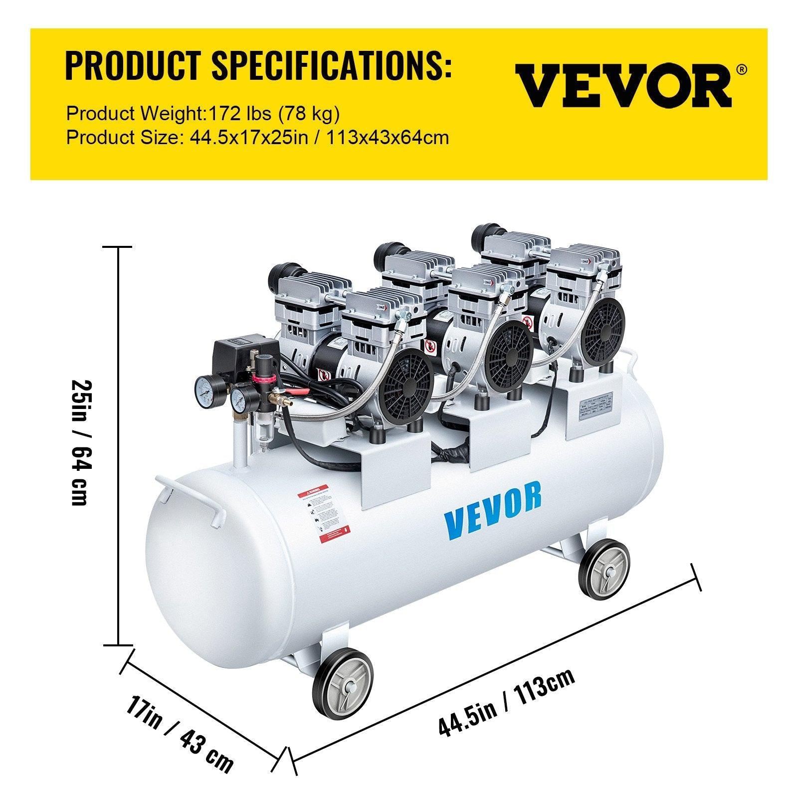 Oil Free Air Compressor Air Compressor Tank 100L 3HP Ultra Silent Inflator.