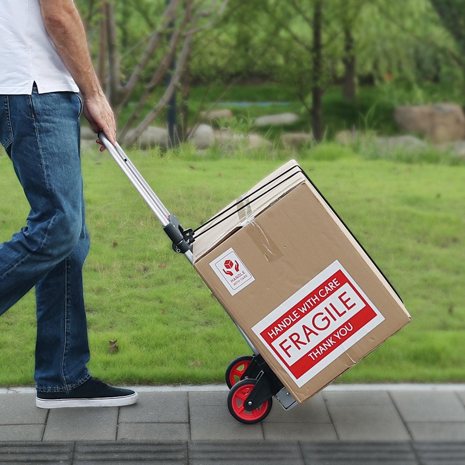 Folding Hand Truck, 80 kg Load Capacity, Aluminum Portable Cart, Convertible Hand Truck and Dolly with Telescoping Handle and Rubber Wheels, Ultra Lightweight Super Strong for Moving Warehouse.