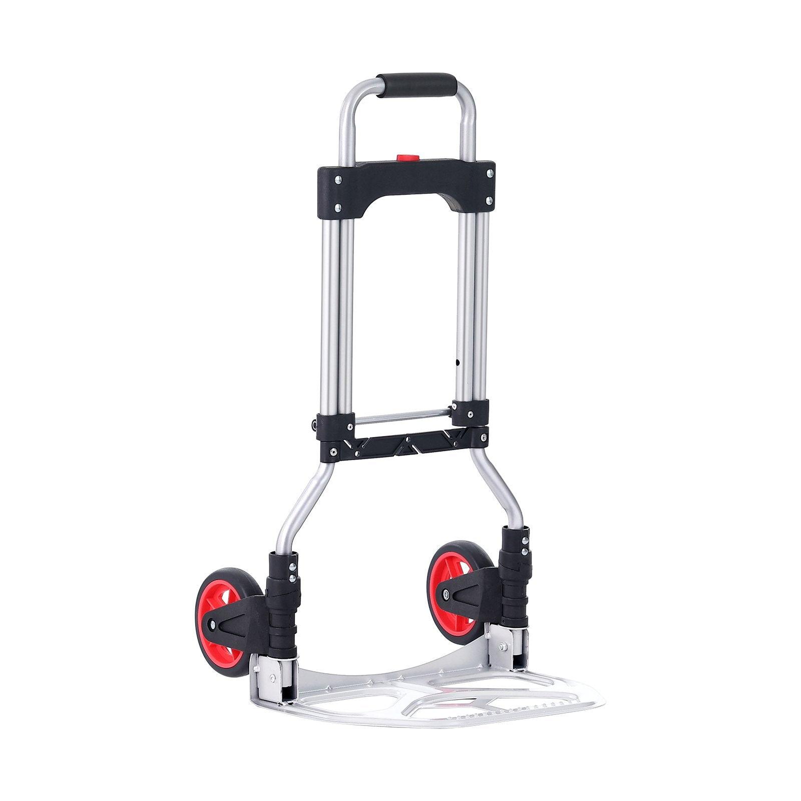 Folding Hand Truck, 80 kg Load Capacity, Aluminum Portable Cart, Convertible Hand Truck and Dolly with Telescoping Handle and Rubber Wheels, Ultra Lightweight Super Strong for Moving Warehouse.