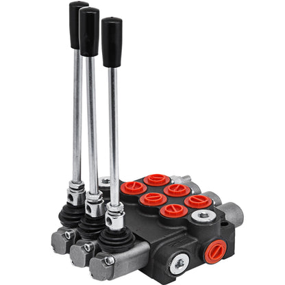 3 Spool Hydraulic Control Valve 11GPM Hydraulic Directional Control Valve Double Acting Hydraulic Valve for Tractors Loaders Tanks