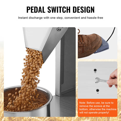 Particle Filling Machine, 10-1000g, Automatic Filler Machine with Foot Pedal, Stainless Steel Weighing Filling Machine, Weigh Filler Packing Machine for Beans Seeds Grains Tea Granular Packing