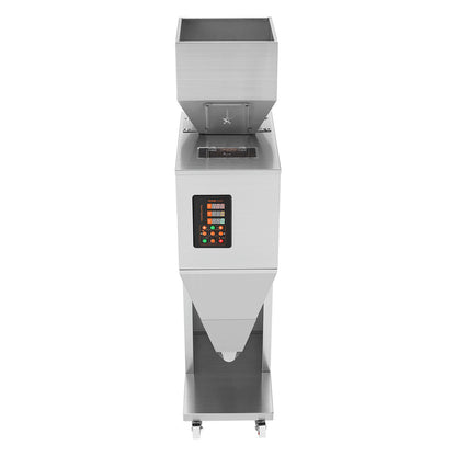 Particle Filling Machine, 10-1000g, Automatic Filler Machine with Foot Pedal, Stainless Steel Weighing Filling Machine, Weigh Filler Packing Machine for Beans Seeds Grains Tea Granular Packing