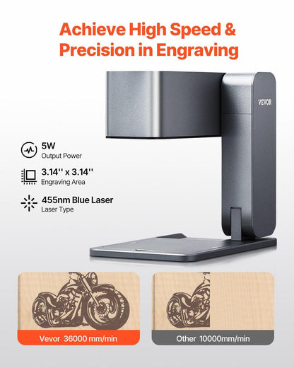 Portable Laser Engraver 600 mm/s 5W High Speed Handheld Engraving Machine.
