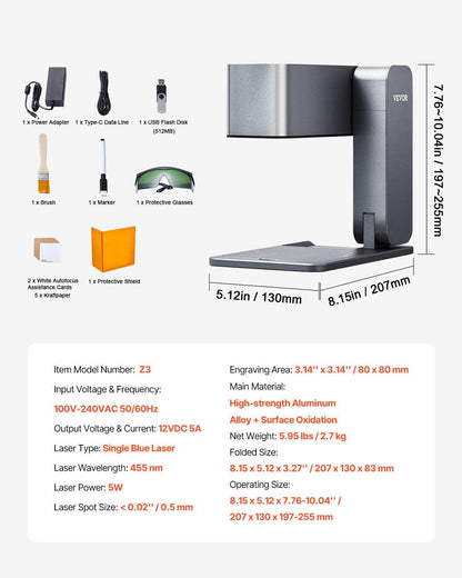 Portable Laser Engraver 600 mm/s 5W High Speed Handheld Engraving Machine.