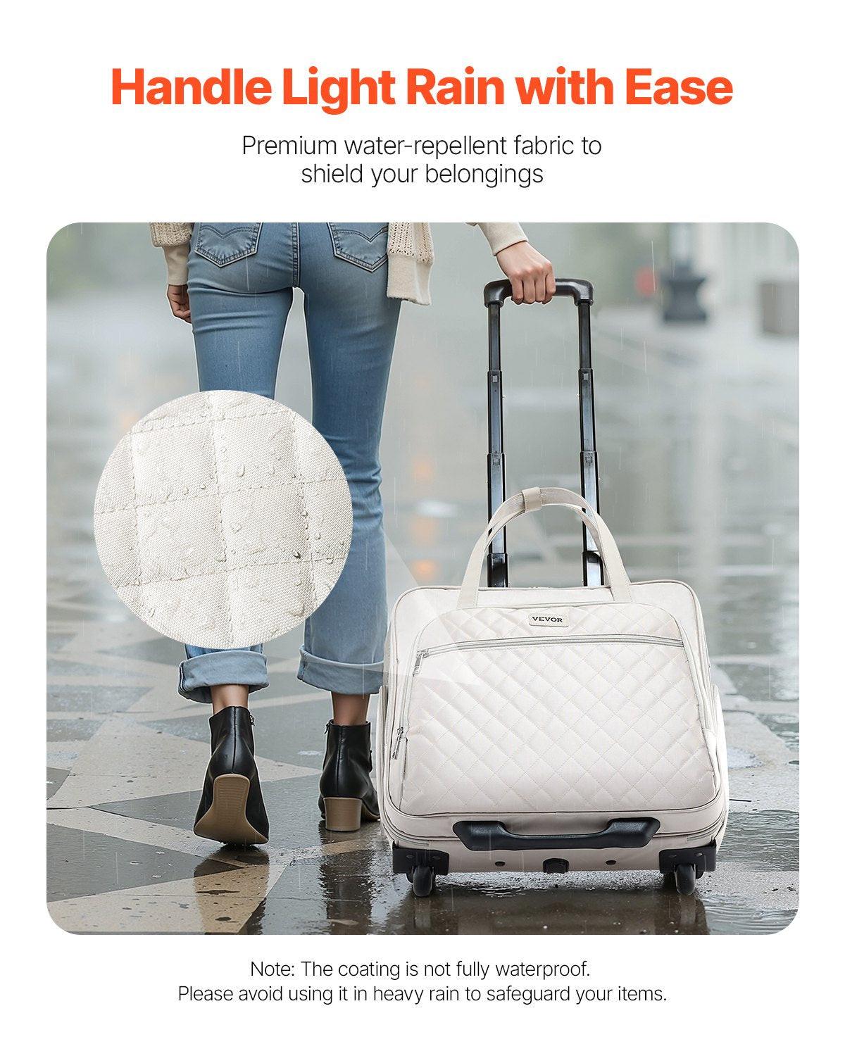 Rolling Laptop Bag, Fits Up to 15.6 Inch Laptop, Wheeled Briefcase, Roller Computer Tote Bag with 2 Fixed Wheels & Telescoping Handle, Laptop Case for Work Travel Business Office, Women Men.