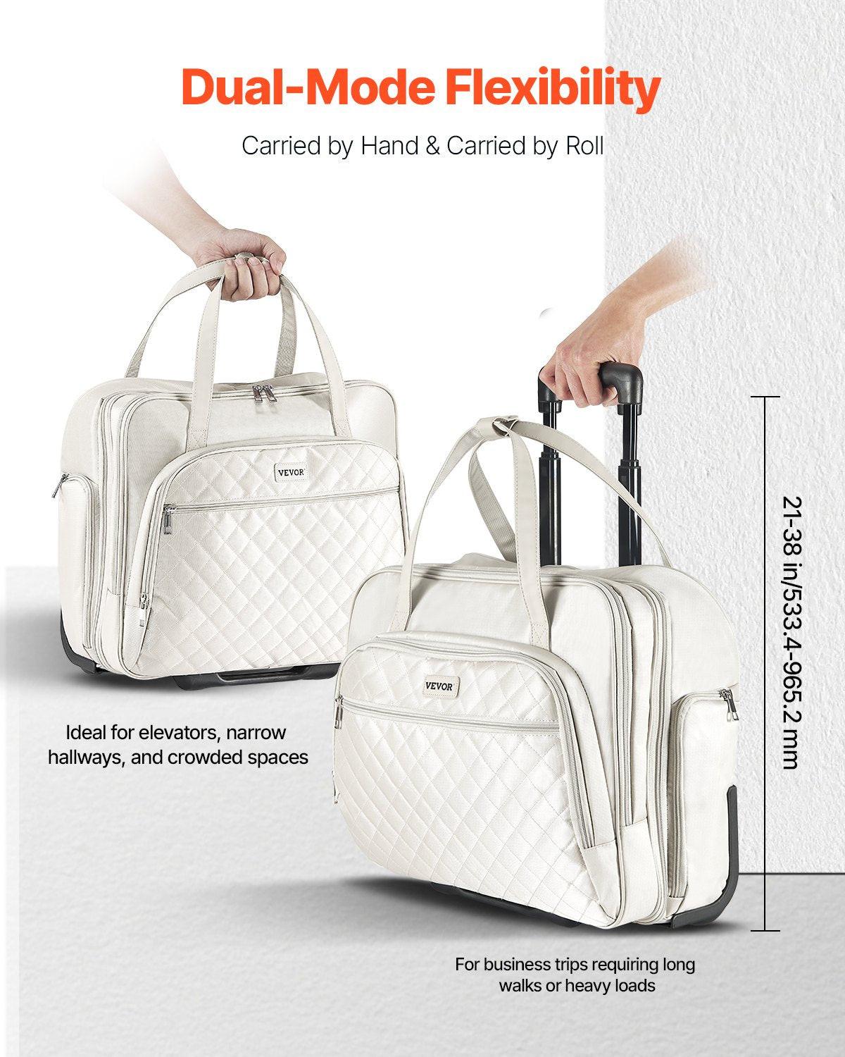 Rolling Laptop Bag, Fits Up to 15.6 Inch Laptop, Wheeled Briefcase, Roller Computer Tote Bag with 2 Fixed Wheels & Telescoping Handle, Laptop Case for Work Travel Business Office, Women Men.