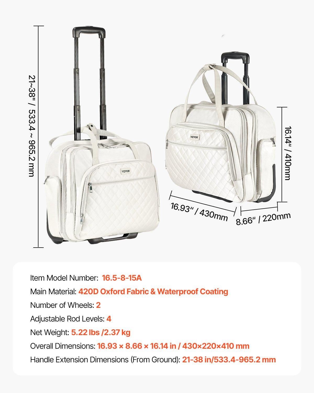 Rolling Laptop Bag, Fits Up to 15.6 Inch Laptop, Wheeled Briefcase, Roller Computer Tote Bag with 2 Fixed Wheels & Telescoping Handle, Laptop Case for Work Travel Business Office, Women Men.