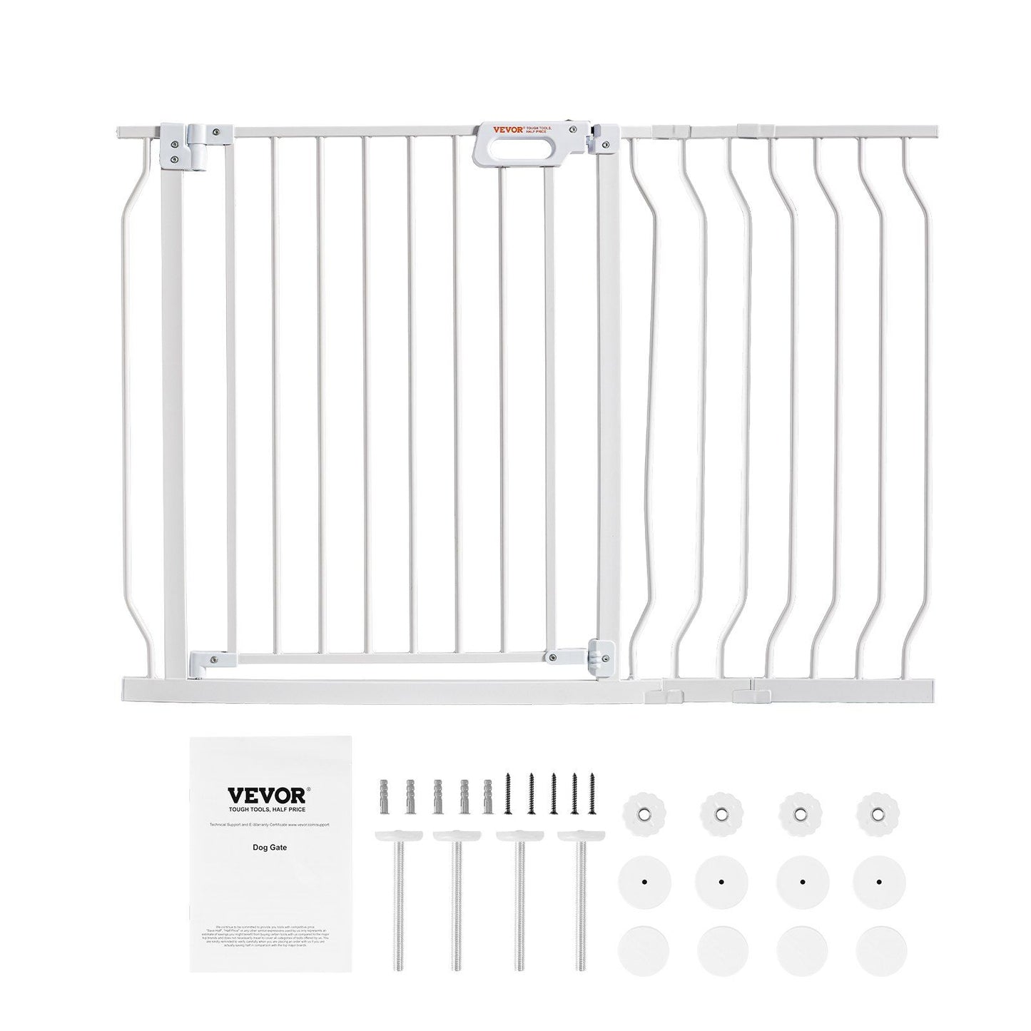 Baby Gate, 749-1229 mm Extra Wide, 762 mm High, Dog Gate for Stairs Doorways and House, Easy Step Walk Thru Auto Close Child Gate Pet Security Gate with Pressure Mount and Wall Mount Kit, White