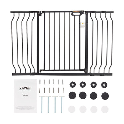 Baby Gate, 749-1346 mm Extra Wide, 762 mm High, Dog Gate for Stairs Doorways and House, Easy Step Walk Thru Auto Close Child Gate Pet Security Gate with Pressure Mount and Wall Mount Kit, Black