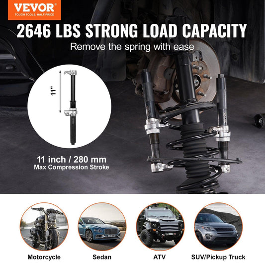Coil Spring Compressor Tool, 2 pcs Heavy Duty Macpherson Strut Spring Compressor Set, 2646 lbs Strut Spring Compressor with Safety Bracket and Carrying Case, for Car Truck ATV UTV.