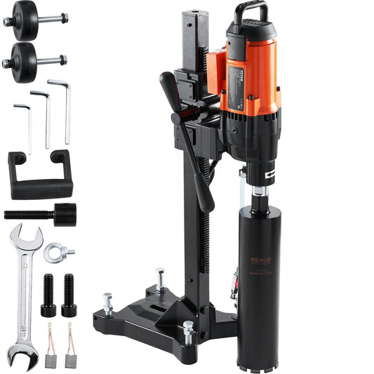 Diamond Core Drilling Machine, 10in Wet Concrete Core Drill Rig with Stand Wheels, 750RPM Speed & 1-1/4" Thread & Lifting Handle, 10in Drilling Diameter for Concrete Brick Block Stone, 2500W.