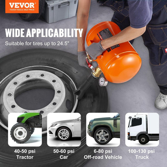 Tire Bead Seater, 5 Gal/19L Air Tire Bead Blaster with Pressure Gauge & Handle, 145 PSI Seating Tool Inflator Tank, 85-116 PSI Operating Pressure for Car Truck ATV.