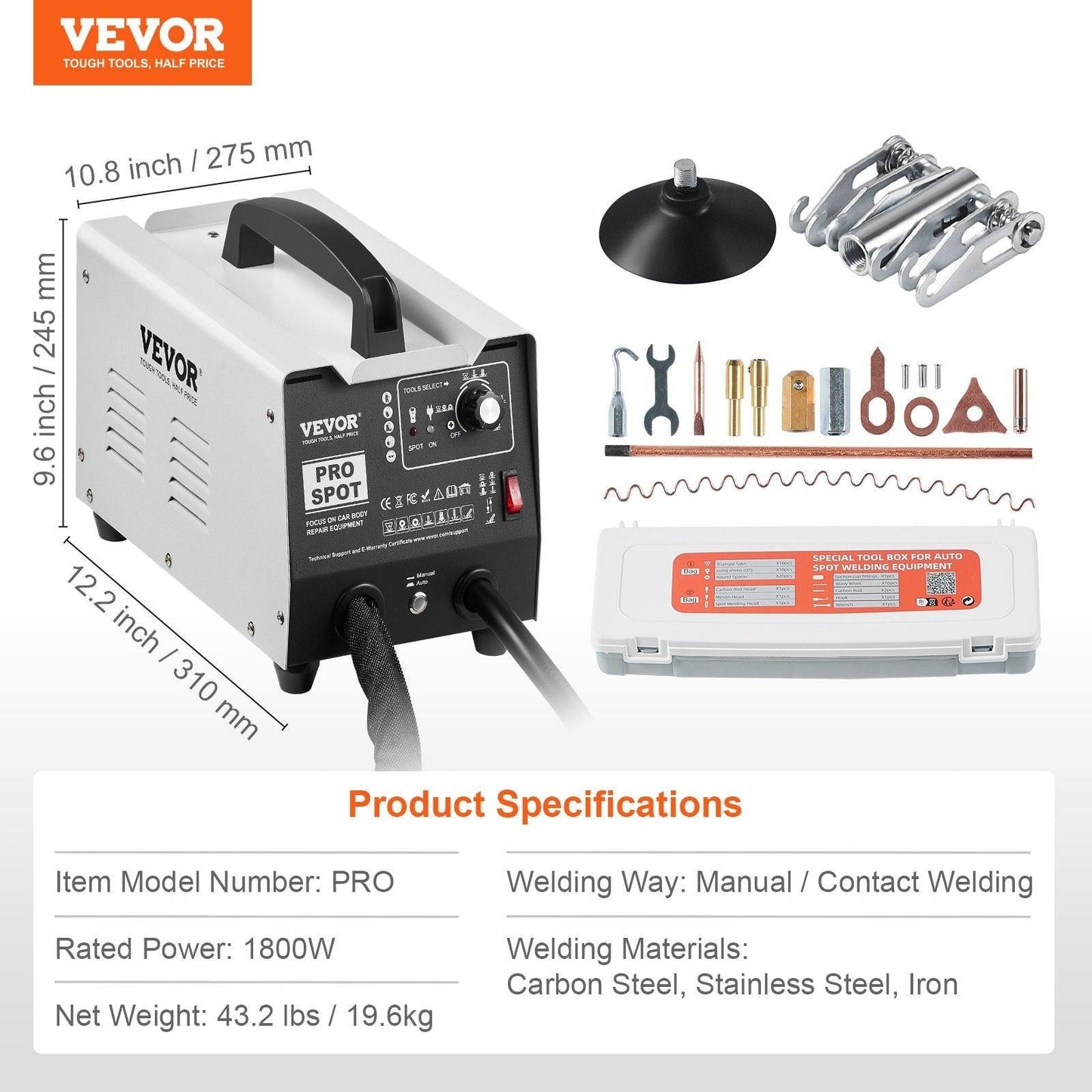 Stud Welder Dent Repair Kit, 1.8KW Spot Welder Dent Puller with Auto/Manual Welding & 7 Versatile Modes, Auto Body Spot Welding Dent Puller Machine for Car, Truck Dent Repair.