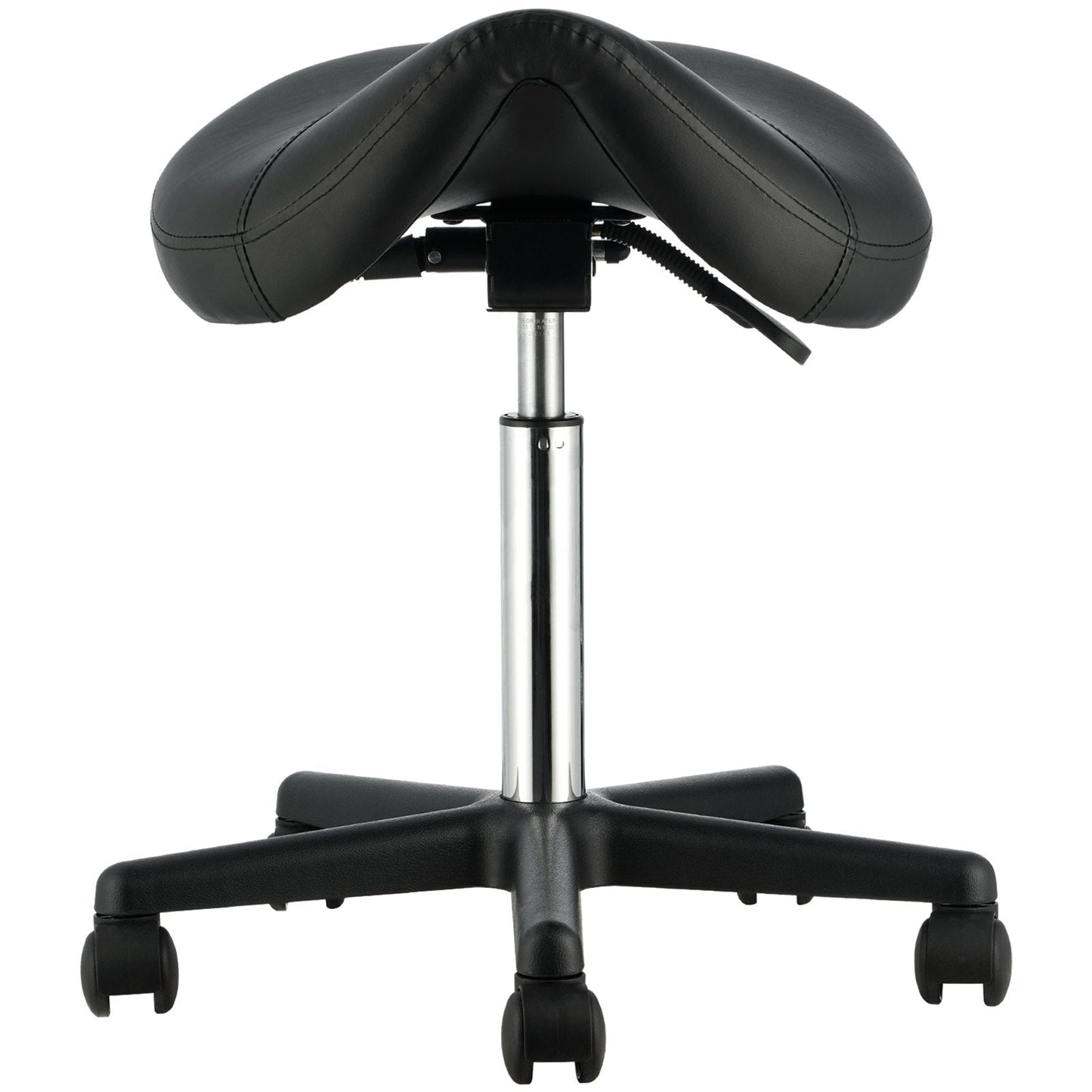 Saddle Stool with Wheels, 400 LBS Weight Capacity Ergonomic Rolling Saddle Stool, Height Adjustable Thickened PU Leather Swivel Saddle Stools Chair for Salon, Spa, Tattoo, Clinic, Black
