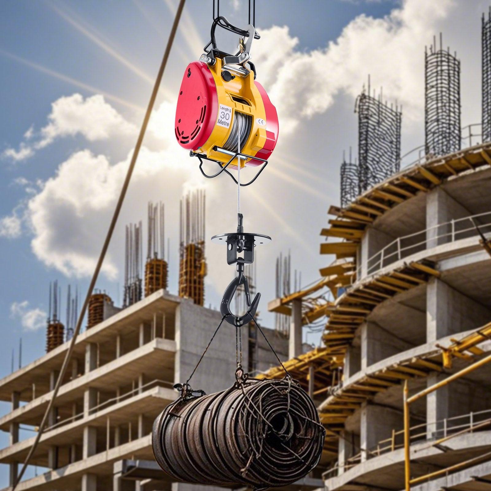2-in-1 Electric Hoist Winch, 500 KG Capacity, 1800W Portable Power Winch, 30 m Lifting Height, 11 m/min with Wire and Wireless Remote Control, for Garage, Warehouse, Factory Lifting Towing.