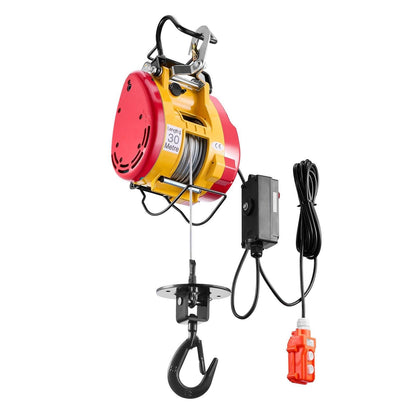 2-in-1 Electric Hoist Winch, 500 KG Capacity, 1800W Portable Power Winch, 30 m Lifting Height, 11 m/min with Wire and Wireless Remote Control, for Garage, Warehouse, Factory Lifting Towing.