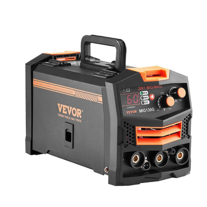 MIG Welder, 130A Synergic Mig Welding Machine, 2-in-1 Gas MIG/Gasless Flux Core MIG Multi-Process Welder Machine, Portable Mig Welder with IGBT Inverter Technology & Digital Display Screen.